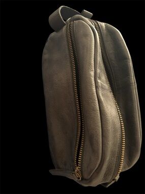 Danier grey Leather toiletry Bag with Brass Zippers